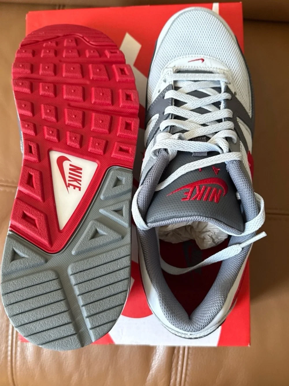 Nike Men’s Gray, White and Red Athletic Sneakers